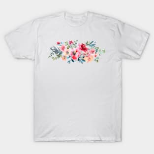 Watercolor Red Ombre Garden Roses T-Shirt